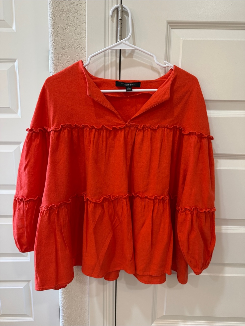 Marc New York Bright Red Ruffle Tiered Tunic
